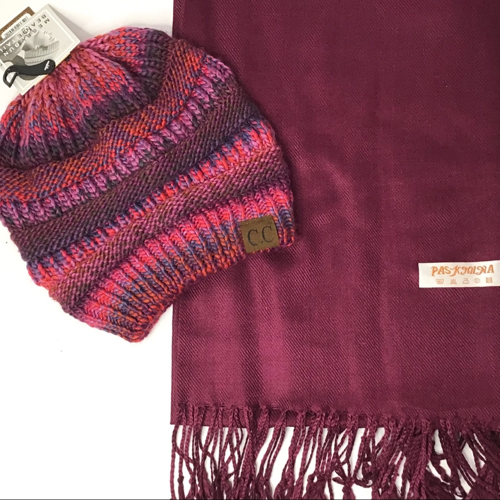 Pashmina Scarf & Beanie Cap Set